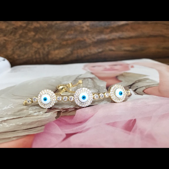 Gold evil eye tennis bracelets - Picture 5 of 6